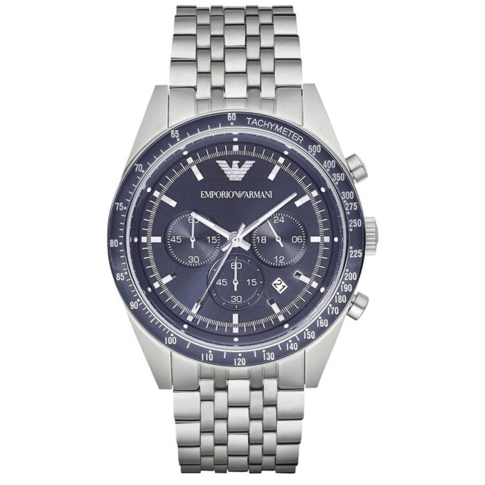 montre emporio armani sportivo chronograph blue dial stainless steel prix promo maroc casablanca 1