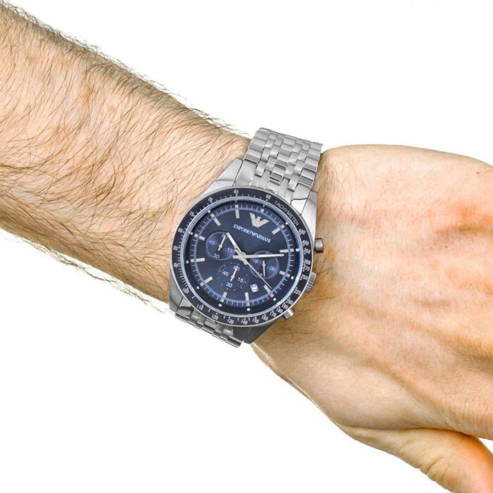 montre emporio armani sportivo chronograph blue dial stainless steel prix promo maroc casablanca 10 1