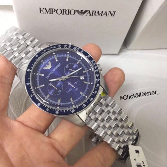 montre emporio armani sportivo chronograph blue dial stainless steel prix promo maroc casablanca 6 1