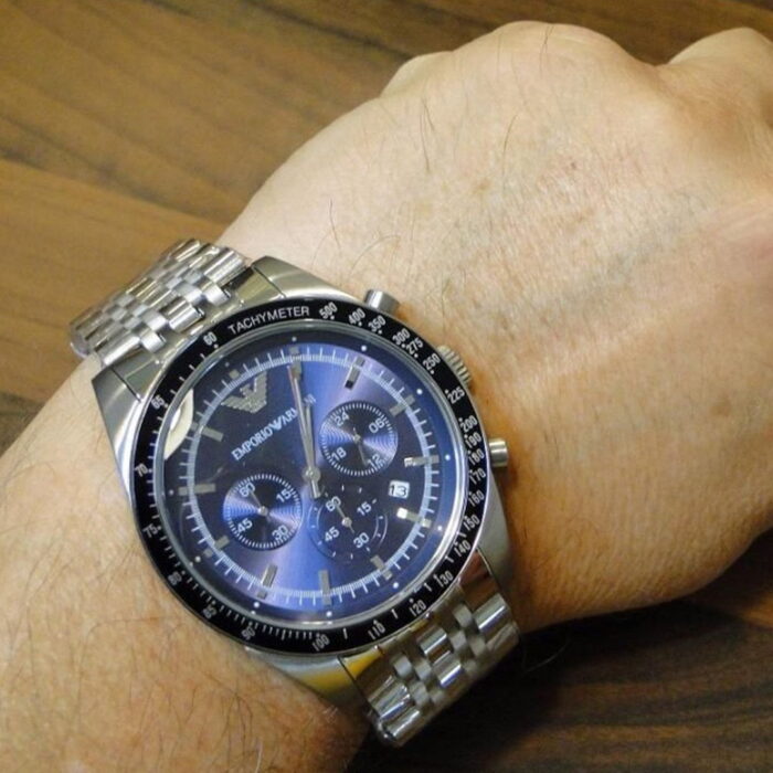 montre emporio armani sportivo chronograph blue dial stainless steel prix promo maroc casablanca 7 1