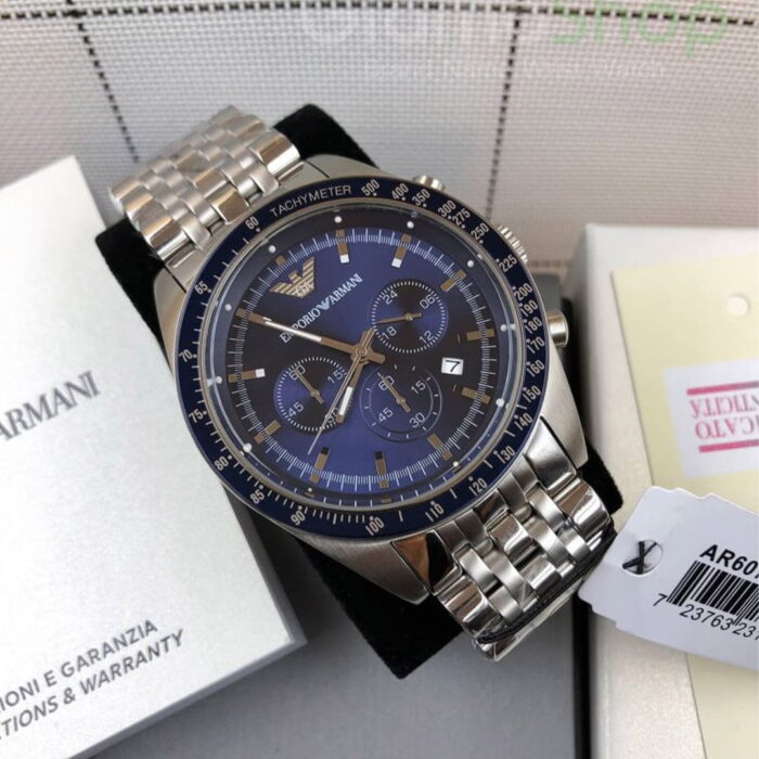 montre emporio armani sportivo chronograph blue dial stainless steel prix promo maroc casablanca 9 1 1